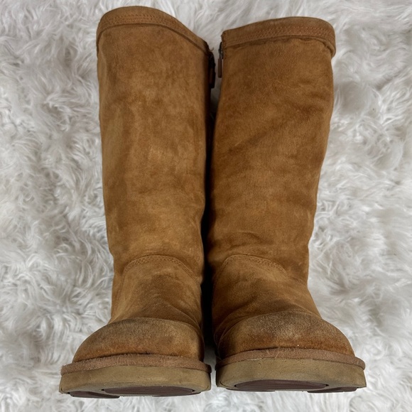 UGG Kenly  Winter Tall Chestnut Suede Side Zip Boots Womens Size 6 - Picture 6 of 10